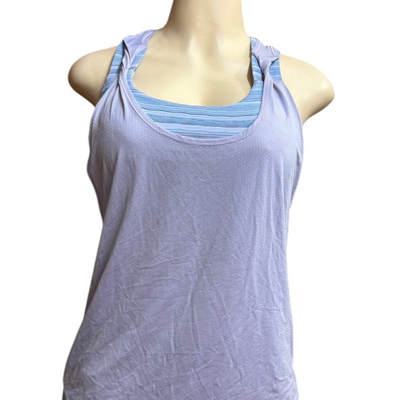 LULU LEMON .Women's White and Blue Tank Top - Picture 1 of 6